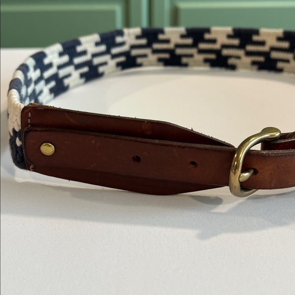 J. Crew Leather and Woven Belt - m/l, navy and cream - Picture 5 of 7